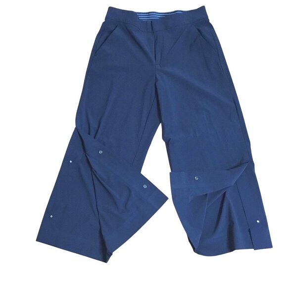 ATHLETA Gramercy Women's Wide Leg Button Track Travel Trouser Pants Black Sz 4 - Picture 1 of 8